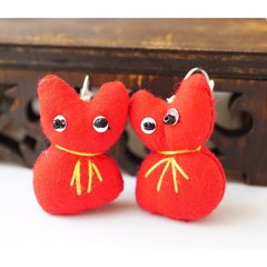 Сережки ганчірні Кішка червона, K89080444O1807716010 - фото товару