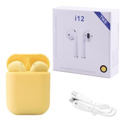 Бездротові навушники i12 5.0 з кейсом, yellow, SL6573 - фото товару