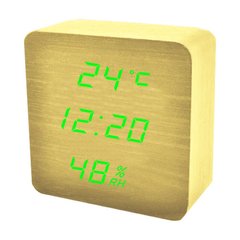 Часы сетевые VST-872S-4 зеленые, (корпус желтый) температура, влажность, USB, SL8422 - фото товара