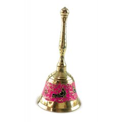 Дзвіночок з ручкою з малюнком бронзовий "Птахи на рожевому тлі" (12,5х6 см), K325806F - фото товару