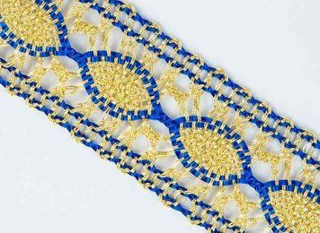Мереживна стрічка Люрекс D1011105 18 м Колір Gold-Blue, LRL-D1011105-1 - фото товару