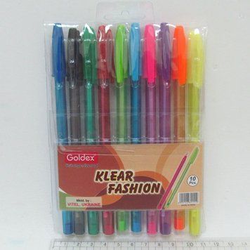 Набір олійних ручок Goldex Klear Fashion # 734 Індія 1,0 мм 10цв, K2730592OO734-10 - фото товару