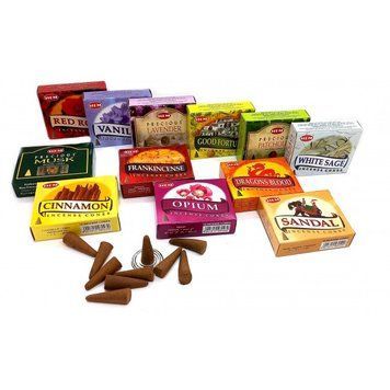 Assorted Perfumed Incense (Конусы в ассортименте, 12 видов по 4 шт каждого вида, всего 48 шт)(Hem), K334622 - фото товара