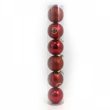 Набір куль тубус "Red" 7см, 6шт., PVC, K2738278OO7180-7 - фото товару