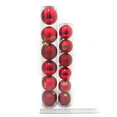 Набор шаров тубус "Red" 7см, 6шт., PVC, K2738278OO7180-7 - фото товара