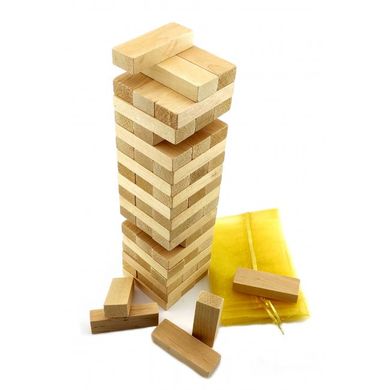 Игра настольная "Дженга" с мешочком, массив дерева (54 бруска)(25х7х7 см), K329153A - фото товара