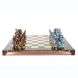 S11BBRO шахматы "Manopoulos", "Греко-римские", латунь, в деревянном футляре, синие, фигуры бронза/синяя патина, 44х44см, 7,4 кг