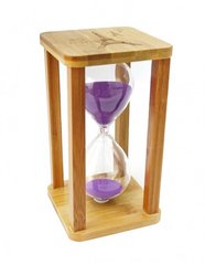 Песочные часы "Квадрат" стекло + бамбук 60 минут Сиреневый песок, K89290200O1137476301 - фото товара