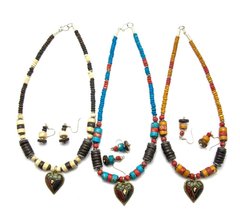 Ожерелье костяное с кулоном и серьгами, K325943 - фото товару