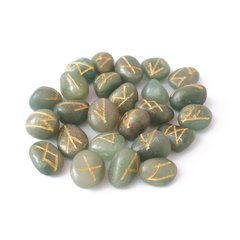 Набір РУН для ворожіння з натуральних каменів у мішечку Rune-006 Зелений Авантюрин, K89170179O1807717074 - фото товару