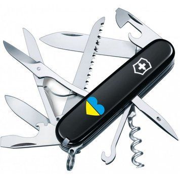 Ніж "Victorinox" Huntsman Ukraine 91мм/15функ/чорн /Серце синьо-жовте, 1.3713.3_T1090u - фото товару
