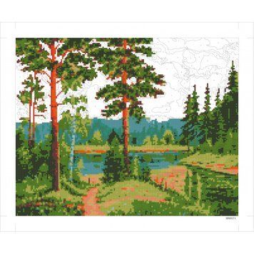 Картина по номерам + Бриллиант 9D 40*50 "Лесная река" карт. уп., K2755690OO9D90574 - фото товара
