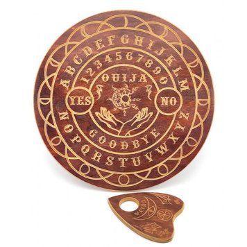 Спіритна дошка "OUIJA" (d=36,5 см&times;0,8 см), стьобна, різна, покрита патиною й лаком, K334303A - фото товару