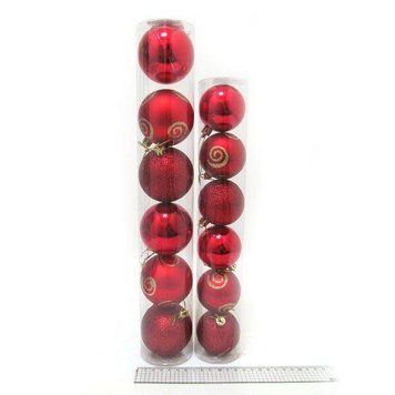 Набір куль тубус "Red" 8см, 6шт., K2738284OO7180-8 - фото товару