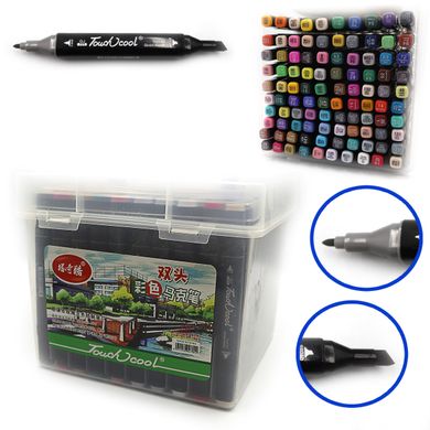 Набір скетч маркерів "TouchCool" скош + тонко, 100цв., Пласт. чемодан, 100шт/етик., K2746402OO0229-100 - фото товару
